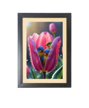 The colorful birds in the flower bud Black Photo Frame Funny Animal and Bird Cartoon Art