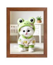 AI Funny Cute Cat Art Picture for Kids - 10x14 inches, Brown Color - Perfect Wall Decor for Children's Room