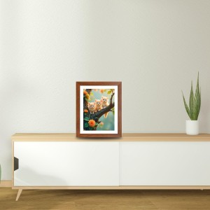 AI Funny Cute Birds Art Picture for Kids - 18x22 inches, Brown Color - Perfect Wall Decor for Children's Room