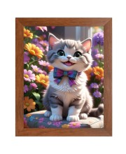AI Funny Cute Kitty Cat Art Picture for Kids - 10x14 inches, Brown Color - Perfect Wall Decor for Children's Room