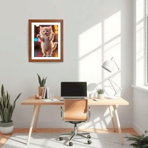 AI Funny Cute Kitty Cat Art Picture for Kids - 10x14 inches, Brown Color - Perfect Wall Decor for Children's Room AI Funny Cute Kitty Cat Art Picture for Kids - 10x14 inches, Brown Color - Perfect Wall Decor for Children's Room