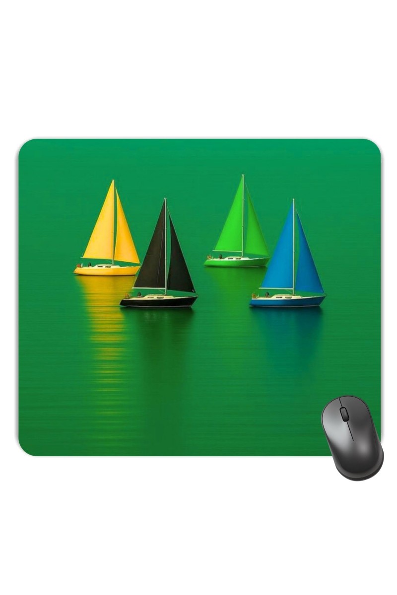 Customized Colorful Boats Picture Sublimation Mouse Pad | 8 X 7.5 Inch | Smooth Cloth Surface | Non-Slip Rubber Base | Personalized Mousepad for Laptop & Desktop (F17179)