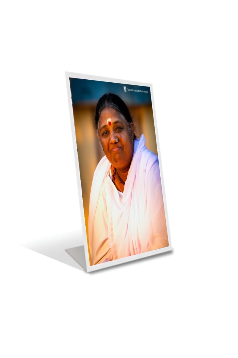Car Desk/Table Top Mata Amritanandamayi Devi Acrylic L-Style Photo Stand - 2.5x3.5 Inches, Compact And Stylish Spiritual Display (F6694)