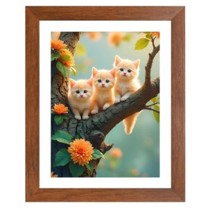 AI Funny Cute Birds Art Picture for Kids - 18x22 inches, Brown Color - Perfect Wall Decor for Children's Room