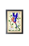 illustration in Stained Glass Style Black Photo Frame Funny Animal and Bird Cartoon Art
