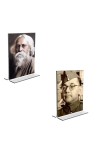 Car Desk/Table Top Sri Rabindranath Tagore and Netaji Subhash Chandra Bose Acrylic T-Style Photo Stand - 2.5x3.5 Inches, Compact and Stylish Spiritual Display, easily change 2 photos (Pack of 1)