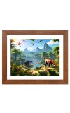 AI Funny Dinosaurs Art Picture for Kids - 10x14 inches, Brown Color - Perfect Wall Decor for Children's Room