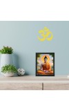 Hitech Sales Lord Gautama Buddha Polystyrene Photo Frame for Pooja Room, Temple Decor, Home Decoration and Gifting (Wall and Tabletop, Rectangular, Printed Photo, 7.12 x 9.12 inches Frame, Black)