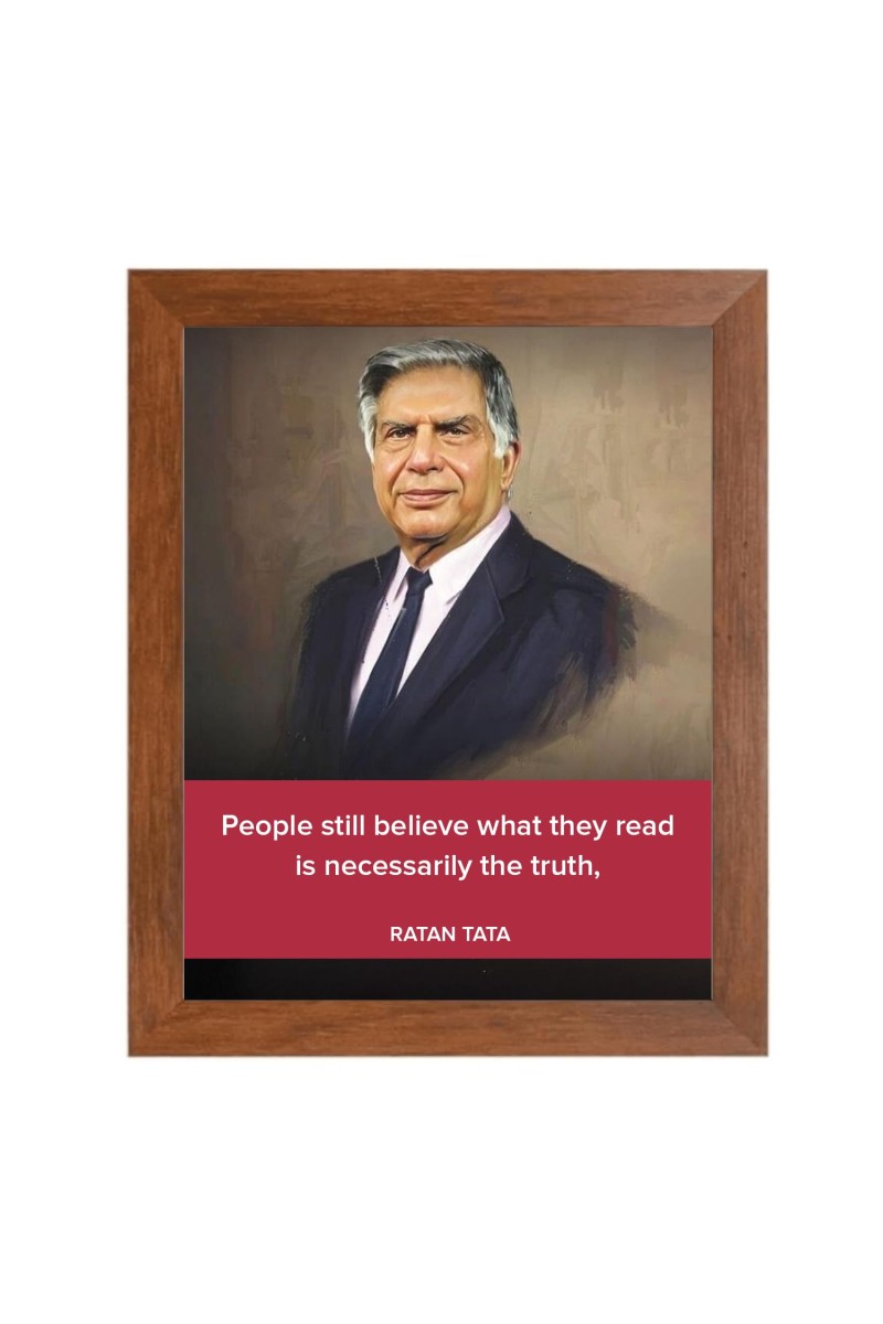 Shree Ratan Naval Tata & Famous Quote Brown Frame, 16x20InchesInspirational Wall Art for Office, Home DecorIdeal Spiritual Gift