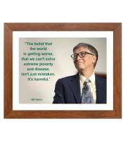 Bill Gates & Famous Quote Brown Frame, 12x16InchesInspirational Wall Art for Office, Home DecorIdeal Spiritual Gift
