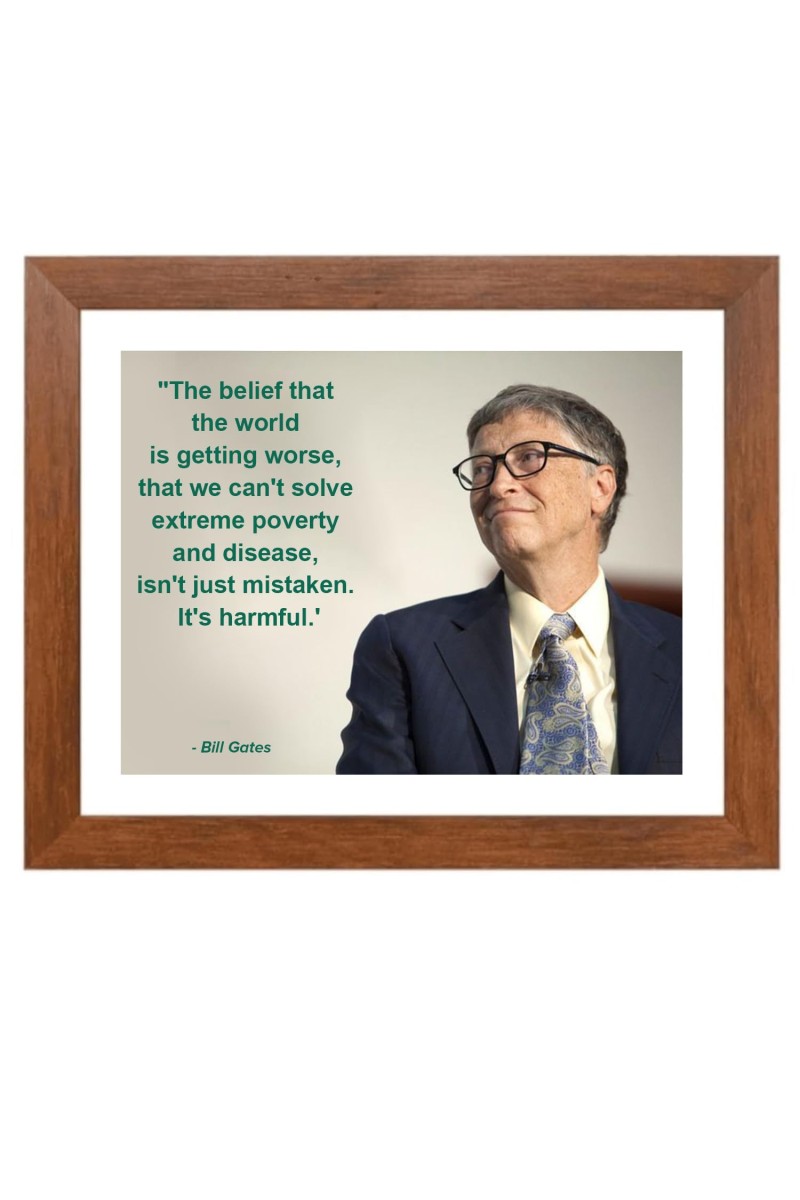 Bill Gates & Famous Quote Brown Frame, 12x16InchesInspirational Wall Art for Office, Home DecorIdeal Spiritual Gift