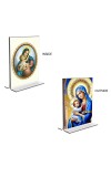 Car Desk/Table Top Mother Mary Acrylic T-Style Photo Stand - 2.5x3.5 Inches, Compact and Stylish Spiritual Display, easily change 2 photos (Pack of 1)