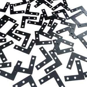 L-Shaped Flat Corner Brackets - Heavy Duty Iron Right Angle Braces with Pre-Drilled Holes for Furniture, Shelving, and Woodworking (Pack of 10) with 40 Screws.