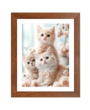 AI Funny Cute Cat Art Picture for Kids - 10x14 inches, Brown Color - Perfect Wall Decor for Children's Room