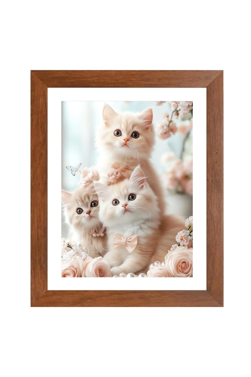 AI Funny Cute Cat Art Picture for Kids - 10x14 inches, Brown Color - Perfect Wall Decor for Children's Room