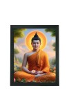 Hitech Sales Lord Gautama Buddha Polystyrene Photo Frame for Pooja Room, Temple Decor, Home Decoration and Gifting (Wall and Tabletop, Rectangular, Printed Photo, 7.12 x 9.12 inches Frame, Black)