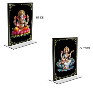 Sri Ganesh & Debi Saraswati Acrylic T-Style Photo Stand - 5x7 Inches, Compact and Stylish Spiritual Display, easily change 2 photos (Pack of 1) Sri Ganesh & Debi Saraswati Acrylic T-Style Photo Stand - 5x7 Inches, Compact and Stylish Spiritual Display, easily change 2 photos (Pack of 1)