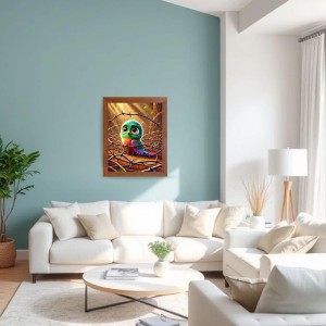 AI Funny Cute Bird Art Picture for Kids - 12x16 inches, Brown Color - Perfect Wall Decor for Children's Room