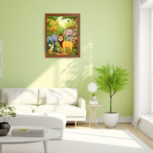 AI Funny Lion and elephant & birds, Rabbit Art Picture for Kids - 10x14 inches, Brown Color - Perfect Wall Decor for Children's Room AI Funny Lion and elephant & birds, Rabbit Art Picture for Kids - 10x14 inches, Brown Color - Perfect Wall Decor for Children's Room