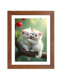 AI Funny Cute Cat Art Picture for Kids - 10x14 inches, Brown Color - Perfect Wall Decor for Children's Room