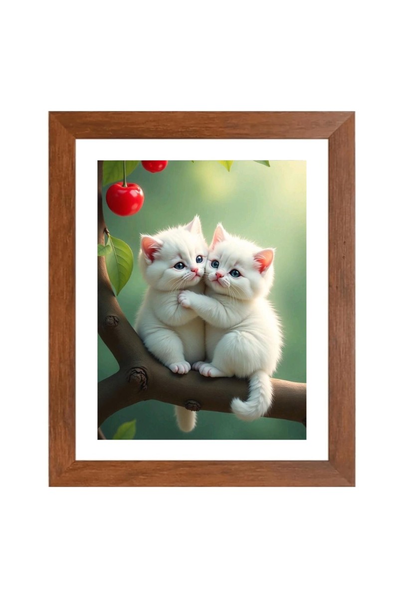 AI Funny Cute Cat Art Picture for Kids - 10x14 inches, Brown Color - Perfect Wall Decor for Children's Room