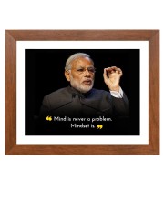 Narendra Modi & His Famous Quote Photo Frame - Brown Frame, Perfect for Office & Wall Decoration, Ideal Gift