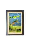 The funny frog is jumping Black Photo Frame Funny Animal and Bird Cartoon Art