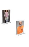 Car Desk/Table Top Sri Narendra Modi Acrylic T-Style Photo Stand - 2.5x3.5 Inches, Compact and Stylish Spiritual Display, easily change 2 photos (Pack of 1)