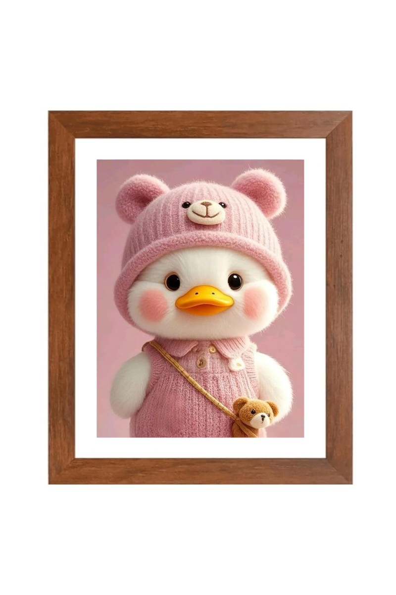 AI Funny Cute Duck Art Picture for Kids - 10x14 inches, Brown Color - Perfect Wall Decor for Children's Room