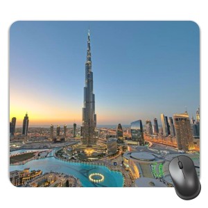Customized Burj Khalifa Picture Sublimation Mouse Pad | 8 X 7.5 Inch | Smooth Cloth Surface | Non-Slip Rubber Base | Personalized Mousepad for Laptop & Desktop (F17174)