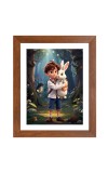 AI Funny Boy With Squirrel Art Picture for Kids - 10x14 inches, Brown Color - Perfect Wall Decor for Children's Room