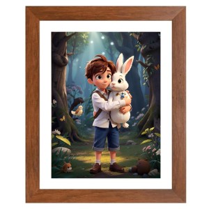 AI Funny Boy With Squirrel Art Picture for Kids - 18x22 inches, Brown Color - Perfect Wall Decor for Children's Room AI Funny Boy With Squirrel Art Picture for Kids - 18x22 inches, Brown Color - Perfect Wall Decor for Children's Room