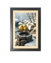 The romantic cute birds Black Photo Frame Funny Animal and Bird Cartoon Art