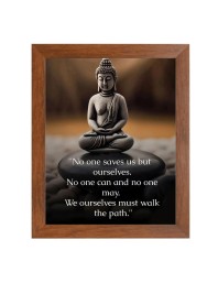Buddha & His Famous Quote Photo Frame - Brown Frame, Perfect for Office & Wall Decoration, Ideal Gift