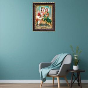 Shri Radha Krishna Digital Print Photo 6.7x8.7 inches - Vibrant Religious Wall Art for Home or Office Decor.