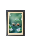 Two cute snails under little umbrella Photo Frame Funny Animal and Bird Cartoon Art, Black color, 19x23 Inch