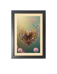 The beutiful birds Photo Frame Funny Animal and Bird Cartoon Art, Black color, 15x19 Inch