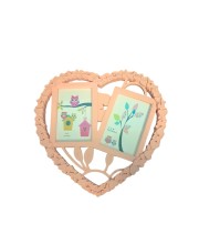 Heart-Shaped Wall Hanging Photo Frame for 2 Photos – Light pink Decorative Double Picture Frame – 12x13 Inch Wall Décor for Bedroom, Living Room & Hall (Light Pink)