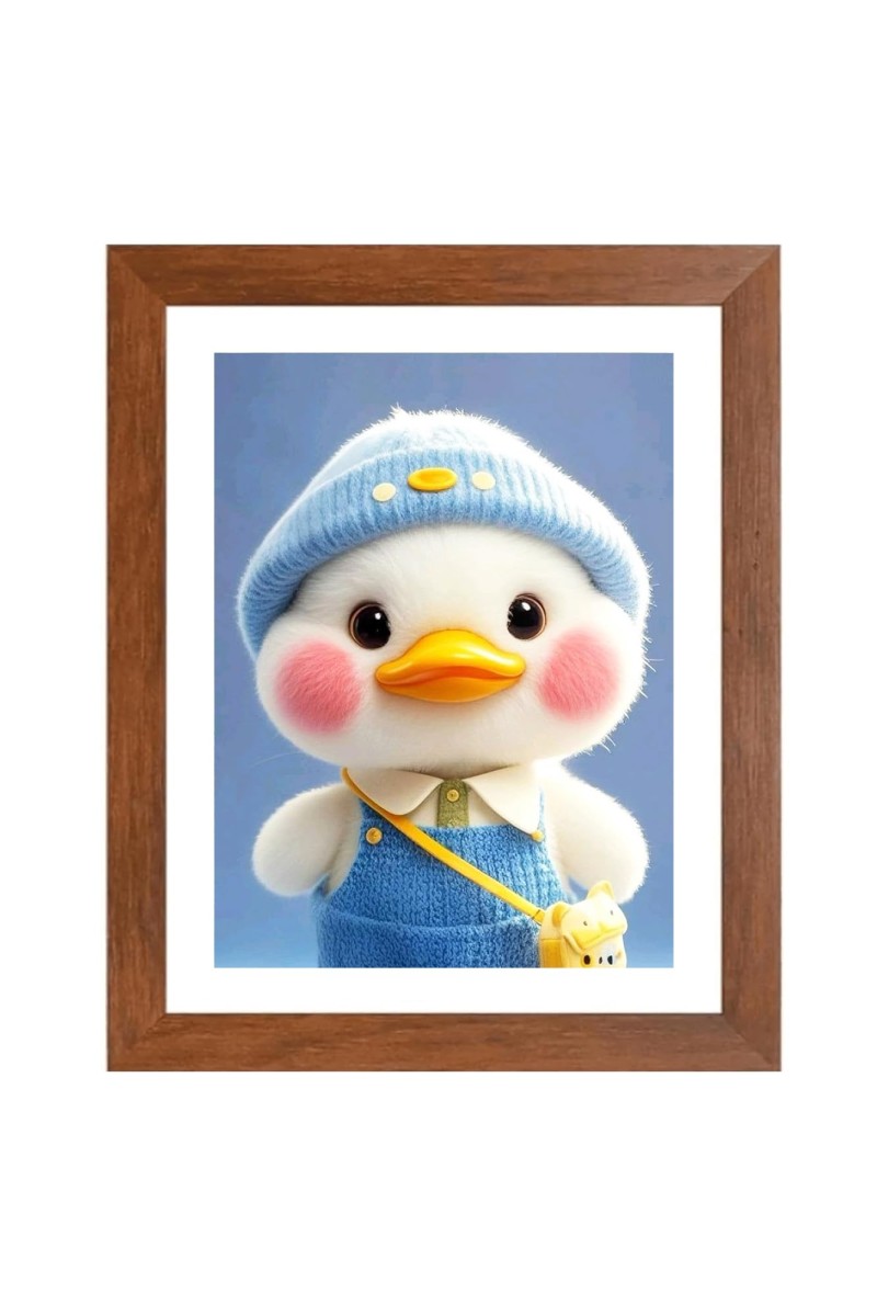 AI Funny Cute Duck Art Picture for Kids - 10x14 inches, Brown Color - Perfect Wall Decor for Children's Room