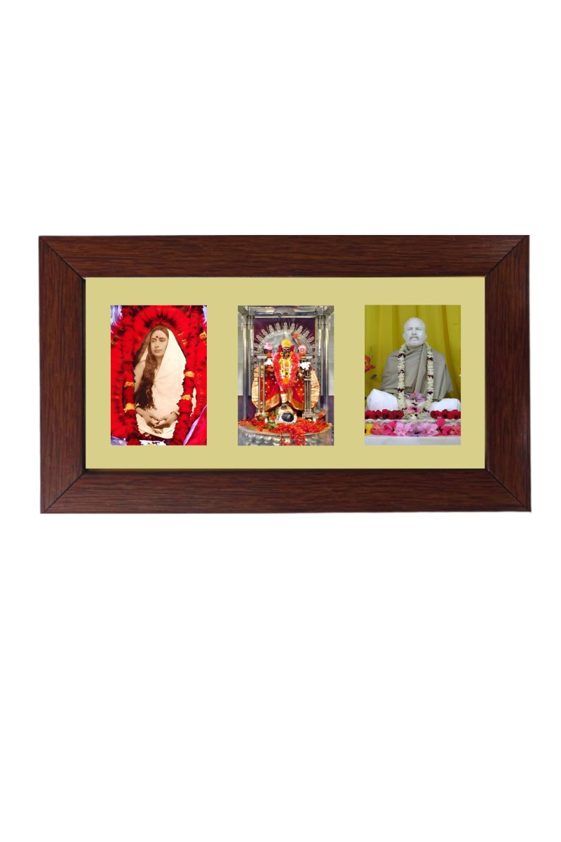 Sri Maa Sharada, Sri kali and Sri Ramkrishna Color Photo Frame - 5x7 Inch, Elegant Religious Home & Temple Decor
