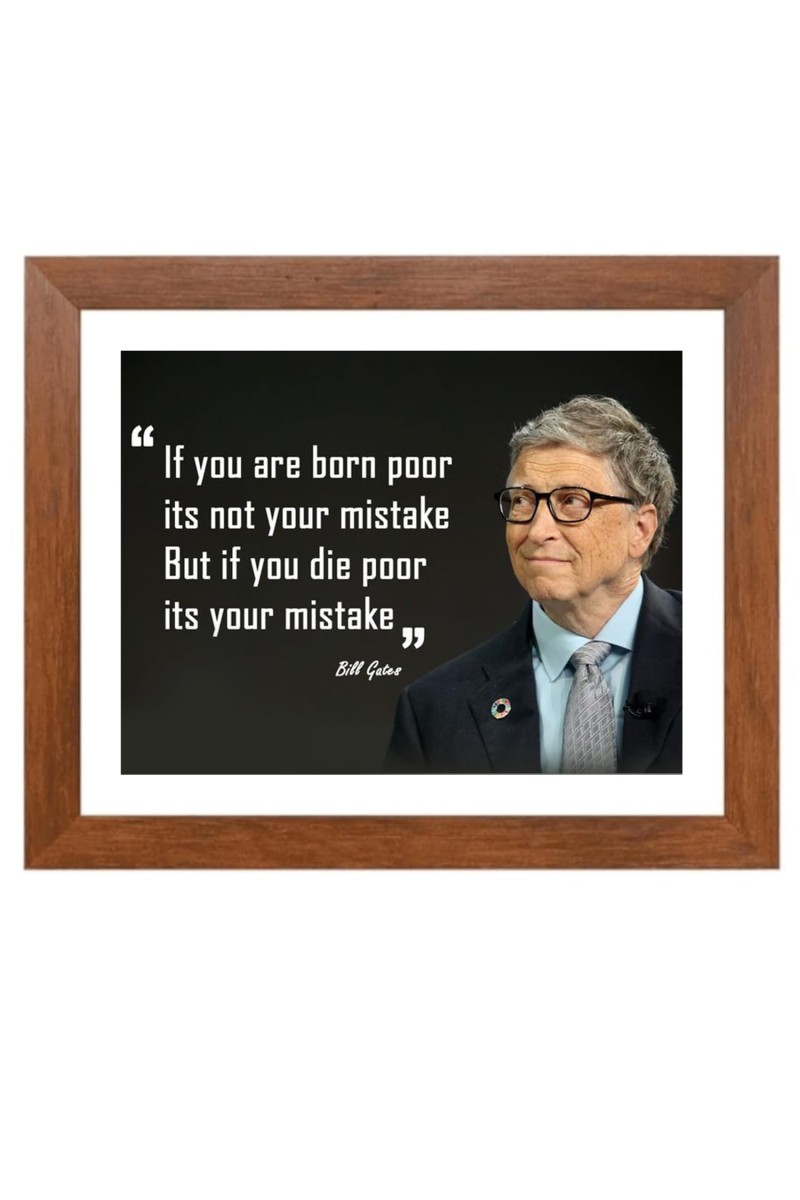 Bill Gates & Famous Quote Brown Frame, 16x20InchesInspirational Wall Art for Office, Home DecorIdeal Spiritual Gift