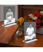 Sri Sri Thakur Anukul chandra & Sri Baroda Acrylic T-Style Photo Stand - 11x13 Inches, Compact and Stylish Spiritual Display, easily change 2 photos (Pack of 1)