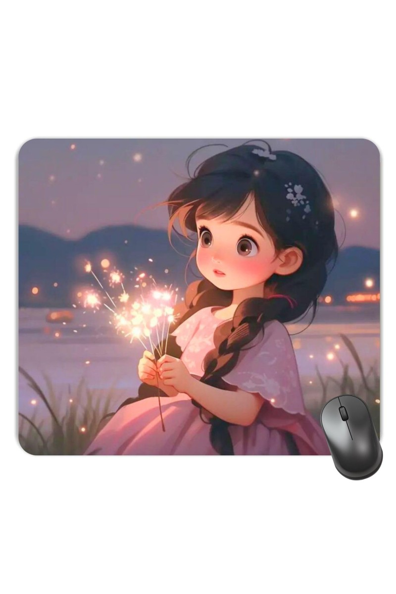 Customized Carton Girl Picture Sublimation Mouse Pad | 8 X 7.5 Inch | Smooth Cloth Surface | Non-Slip Rubber Base | Personalized Mousepad for Laptop & Desktop (F16979)