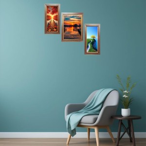 3-Pack The Geometry of Water and Wood Photo Frames - 2 Pieces 8x15 Inch & 1 Piece 12x15 Inch - Rustic Wall Art for Home & Office Decor - Botanical Wall Hanging for Living Room, Bedroom, or Works