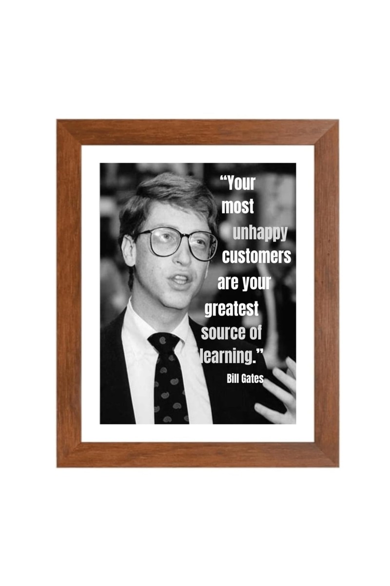 Bill Gates & Famous Quote Brown Frame, 12x16InchesInspirational Wall Art for Office, Home DecorIdeal Spiritual Gift