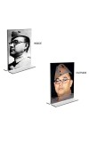 Netaji Subhas Chandra Bose Acrylic T-Style Photo Stand - 5x7 Inches, Compact and Stylish Spiritual Display, easily change 2 photos (Pack of 1)