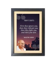 Mahatma Gandhi & His Famous Quote Photo Frame - Brown Frame, 11x15 Inches, Perfect for Office & Wall Decoration, Ideal Gift