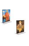 Car Desk/Table Top Swami Vivekananda & Guru Nanak Acrylic T-Style Photo Stand - 2.5x3.5 Inches, Compact and Stylish Spiritual Display, easily change 2 photos (Pack of 1)