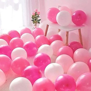 Happy Birthday Decoration Combo Set - 20 Pcs. Metallic Balloons, 1 Star Foil Balloons, 13 Pcs. Birthday Banner, 2 Pcs. Foil Curtain Party Backdrop Kit for Celebrations and Events (Pink)