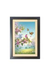 The colorful birds sit on the branch Black Photo Frame Funny Animal and Bird Cartoon Art